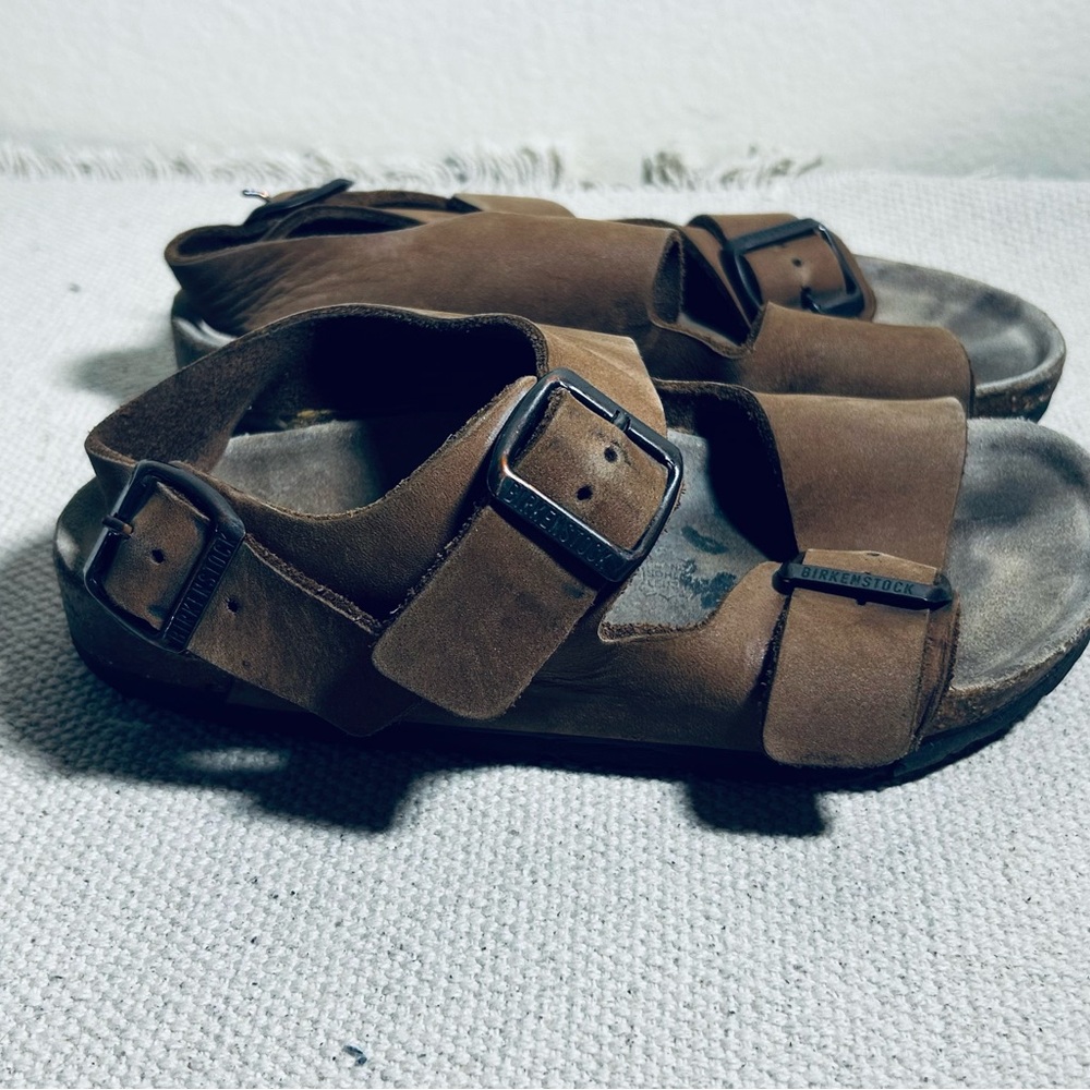 Birkenstock Milano Slingback Buckle Strap Brown Leather Sandals